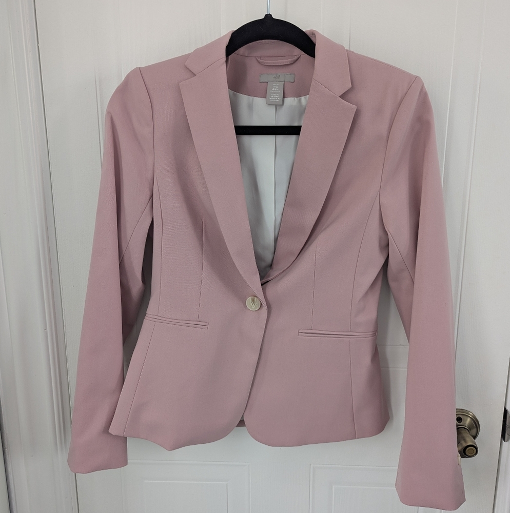 h&m pink fitted blazer